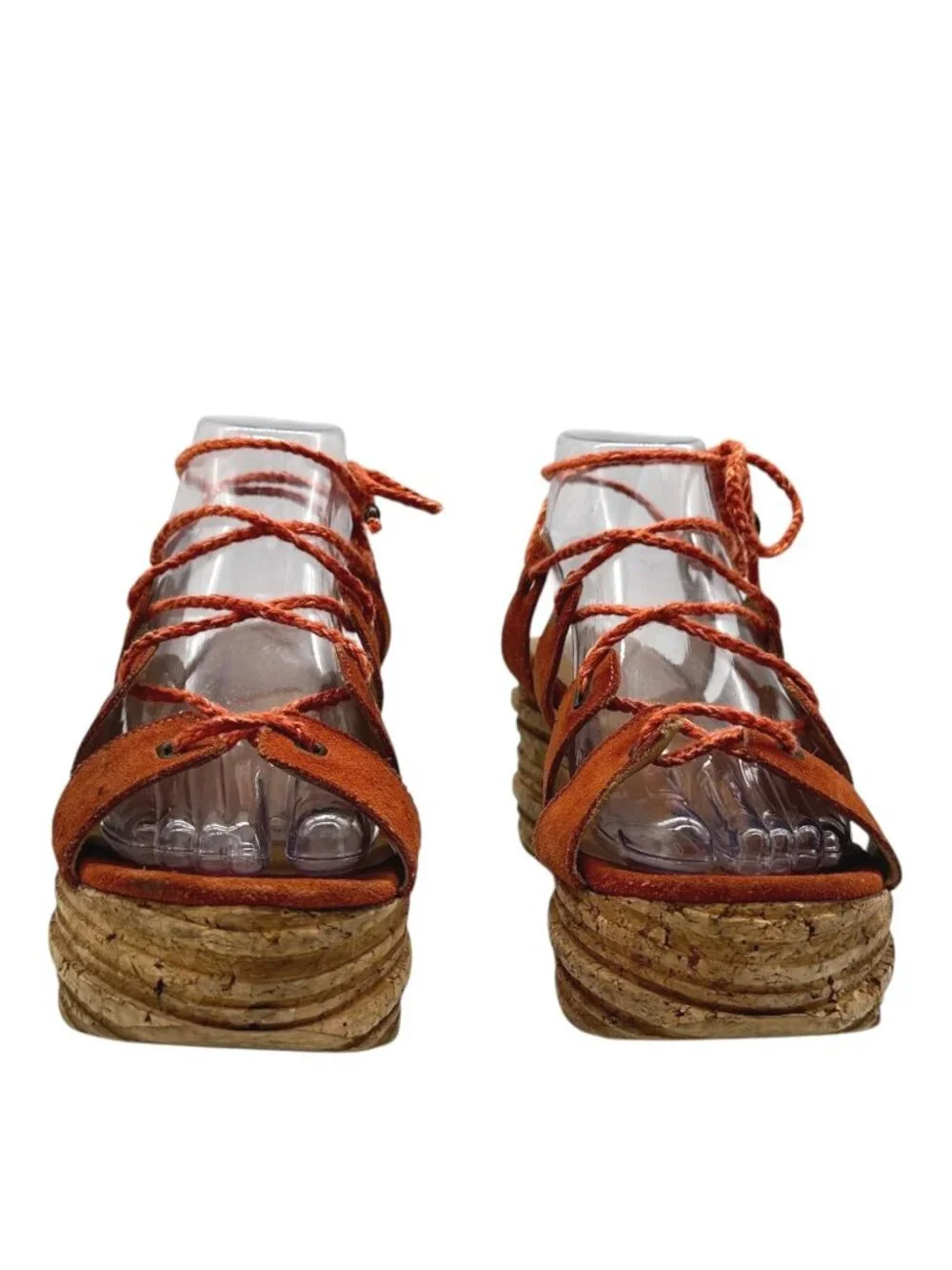 Free People Lace Up Flatform Ghillie Platform Sandals 38 Cork Wedge Boho Hippie